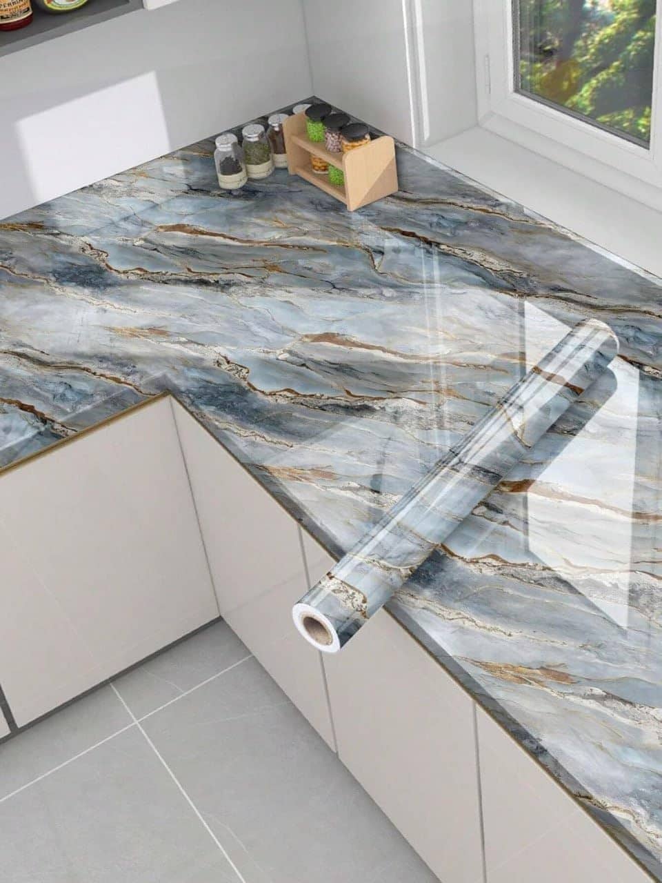 KRAMOX Self-Adhesive Wallpaper, PVC 3D Wall Sticker Oil Proof & Waterproof, Kitchen Backsplash Stickers Wallpaper for Hotel/Living Room/Bedroom & Café Walls (60cm x 200cm) (Grey Brown) Pack of 1