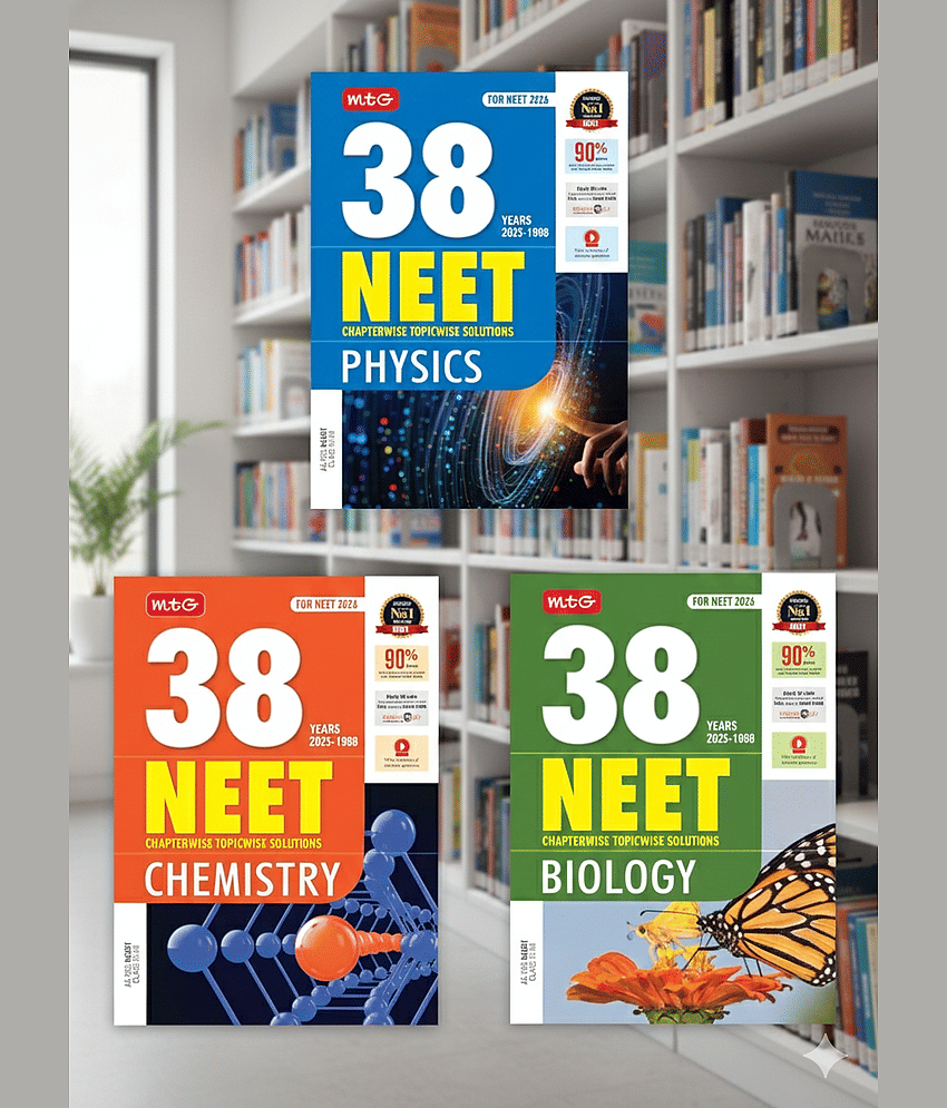 MTG 38 Years NEET Previous Year Solved Question Papers Physics, Chemistry & Biology PYQs Chapterwise Topicwise Solutions For 2025-2026 Exam (Set of 3 ... Free access of Video Solutions & Smart Book - Stationery | Buy online on ZillyBuy