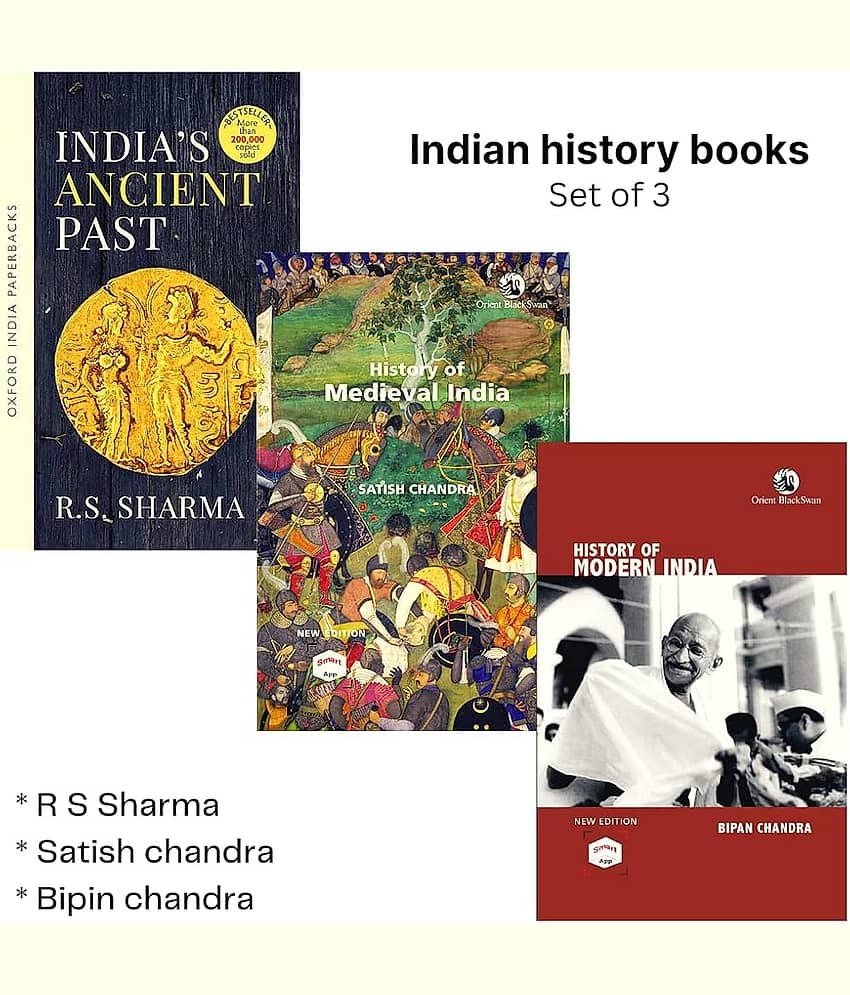 Modern History Bipan chandra Medieval History Satish Chandra Ancient History Rs sharma 3 Book set in English - Stationery | Buy online on ZillyBuy