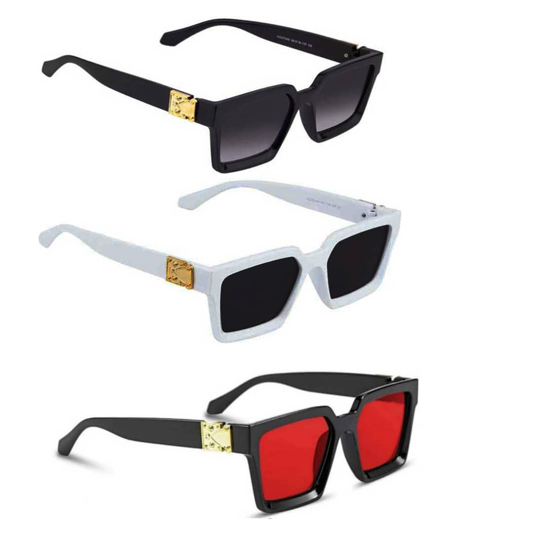 Elligator Multicolor Square Sunglasses ( Pack of 3 ) - Sunglasses | Buy online on ZillyBuy