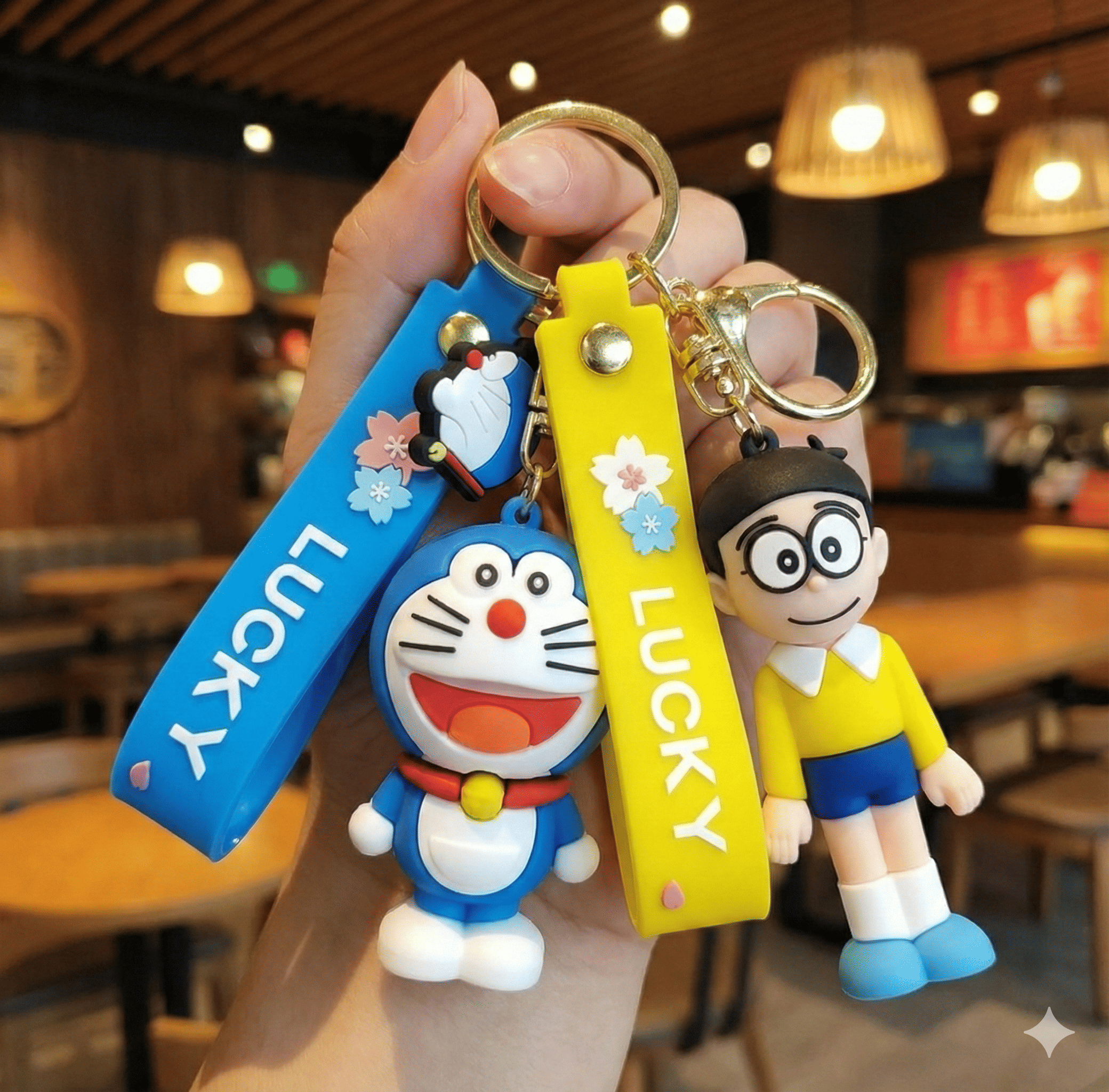 Nobita And Doraemon Silicone Keychain Combo For Bags And Key Holding Key Chain