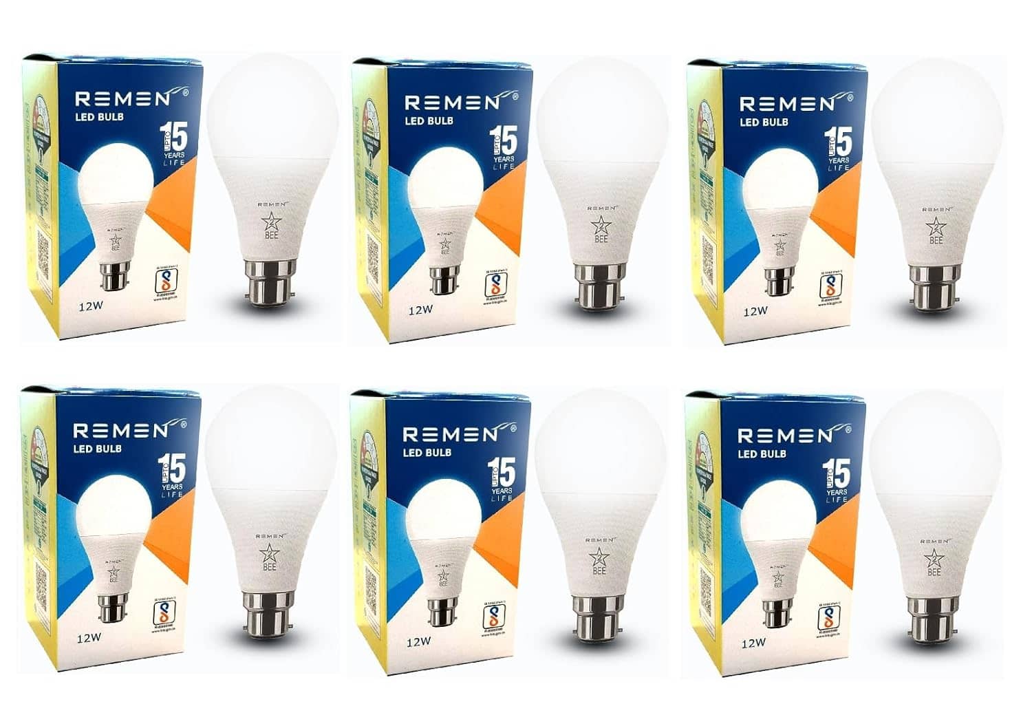 Remen 12W Cool Day Light LED Bulb ( Pack of 6 )