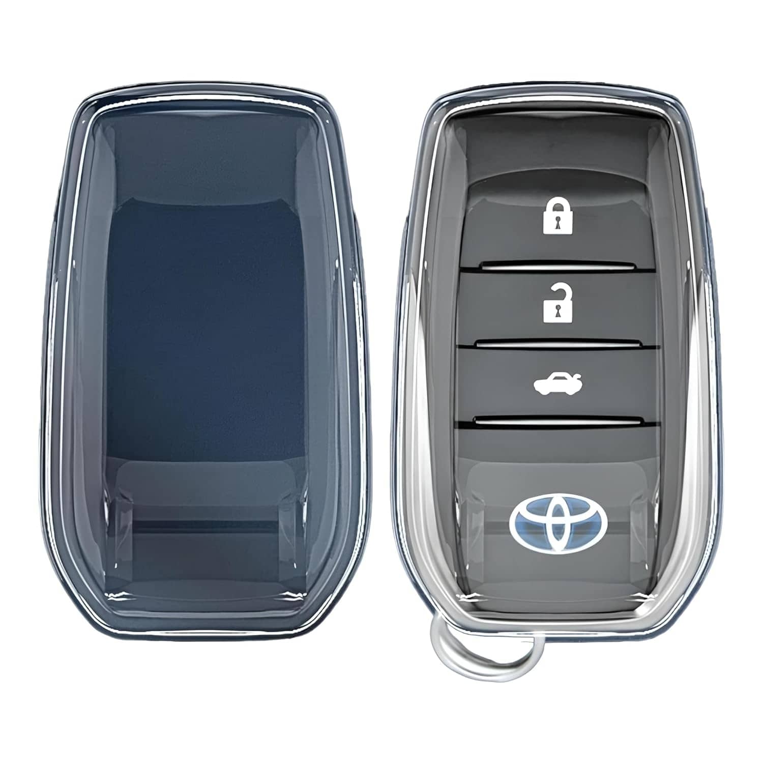 SPINFO® Clear TPU Key Cover and Keychain Compatible for Toyota Fortuner | Hilux | Innova Crysta | Fortuner Legender | Innova HyCross | Land Cruiser Smart Key