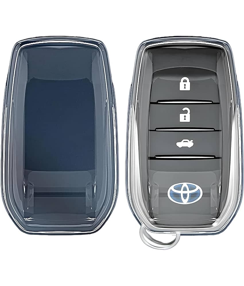 SPINFO® Clear TPU Key Cover and Keychain Compatible for Toyota Fortuner | Hilux | Innova Crysta | Fortuner Legender | Innova HyCross | Land Cruiser Smart Key