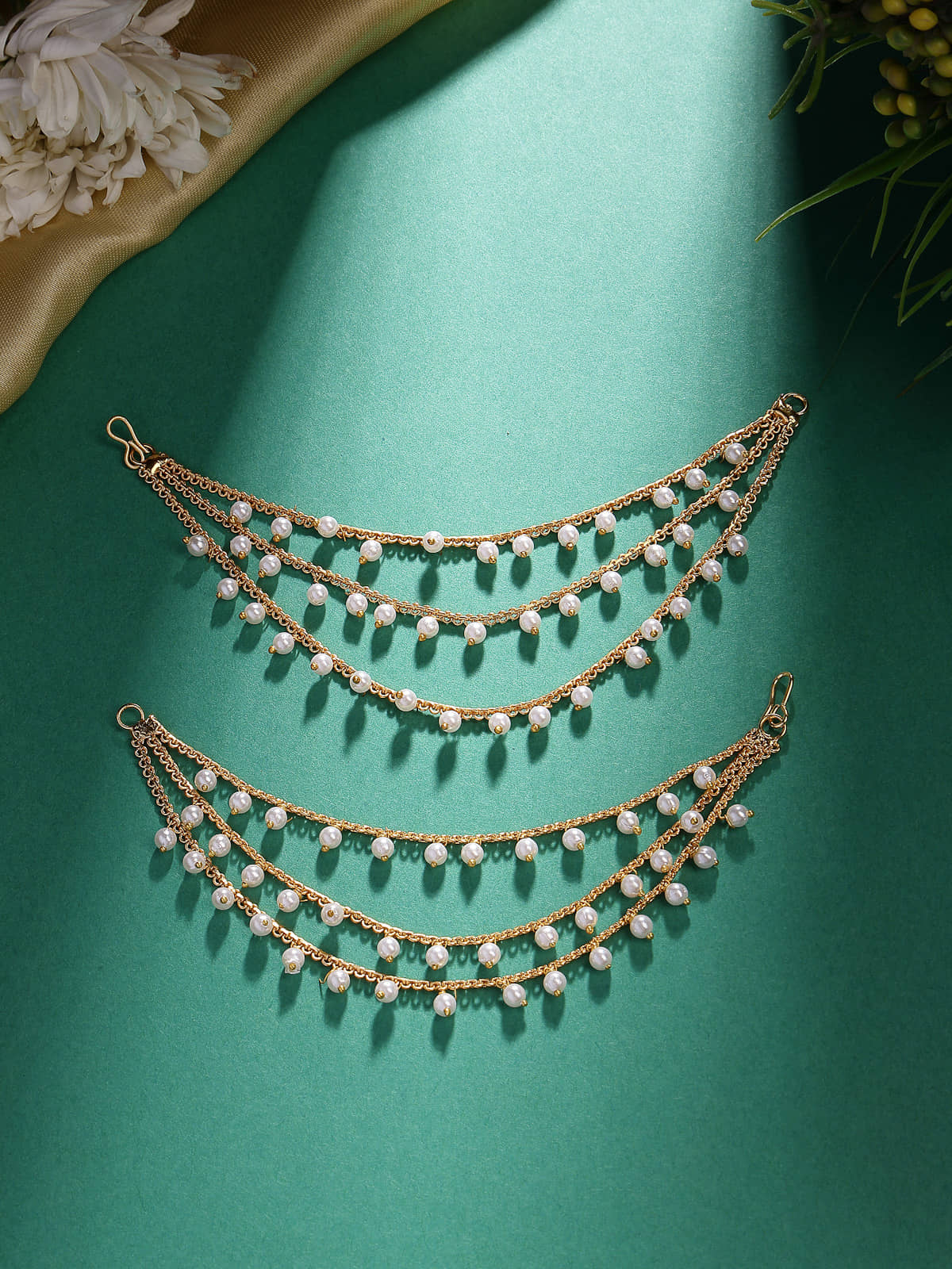 Sukkhi Gold Ear Chain Earrings ( Pack of 2 ) - Earrings | Buy online on ZillyBuy