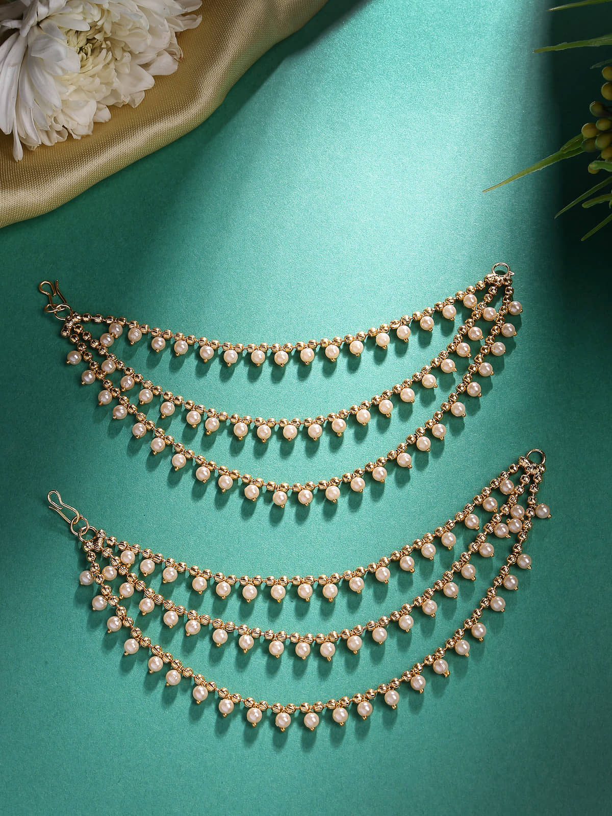 Sukkhi Gold Ear Chain Earrings ( Pack of 2 ) - Earrings | Buy online on ZillyBuy