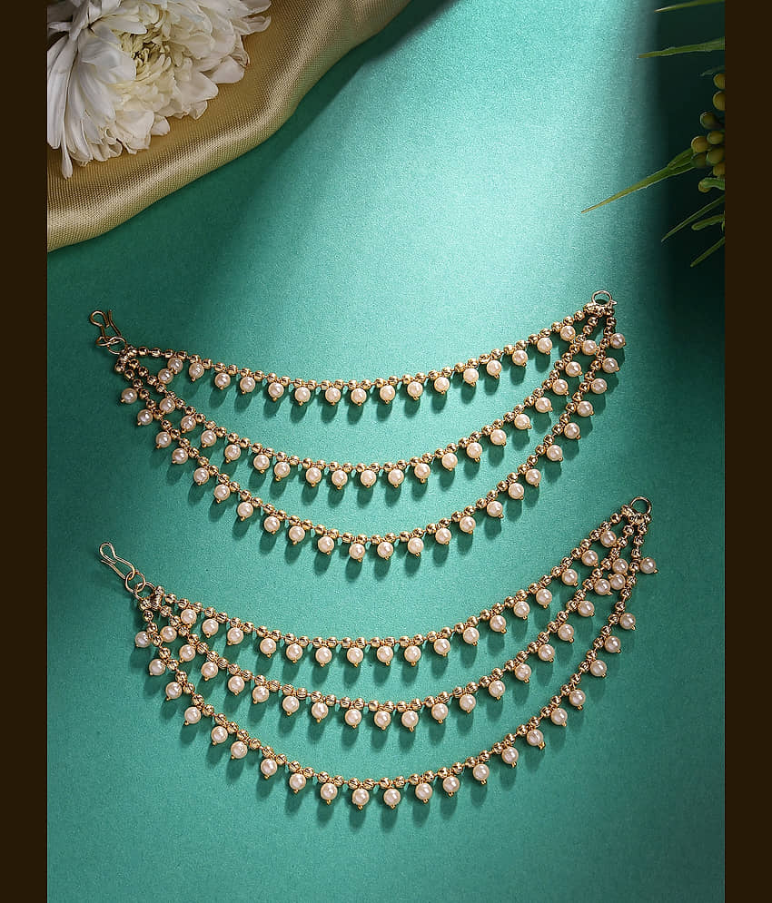 Sukkhi Gold Ear Chain Earrings ( Pack of 2 ) - Earrings | Buy online on ZillyBuy
