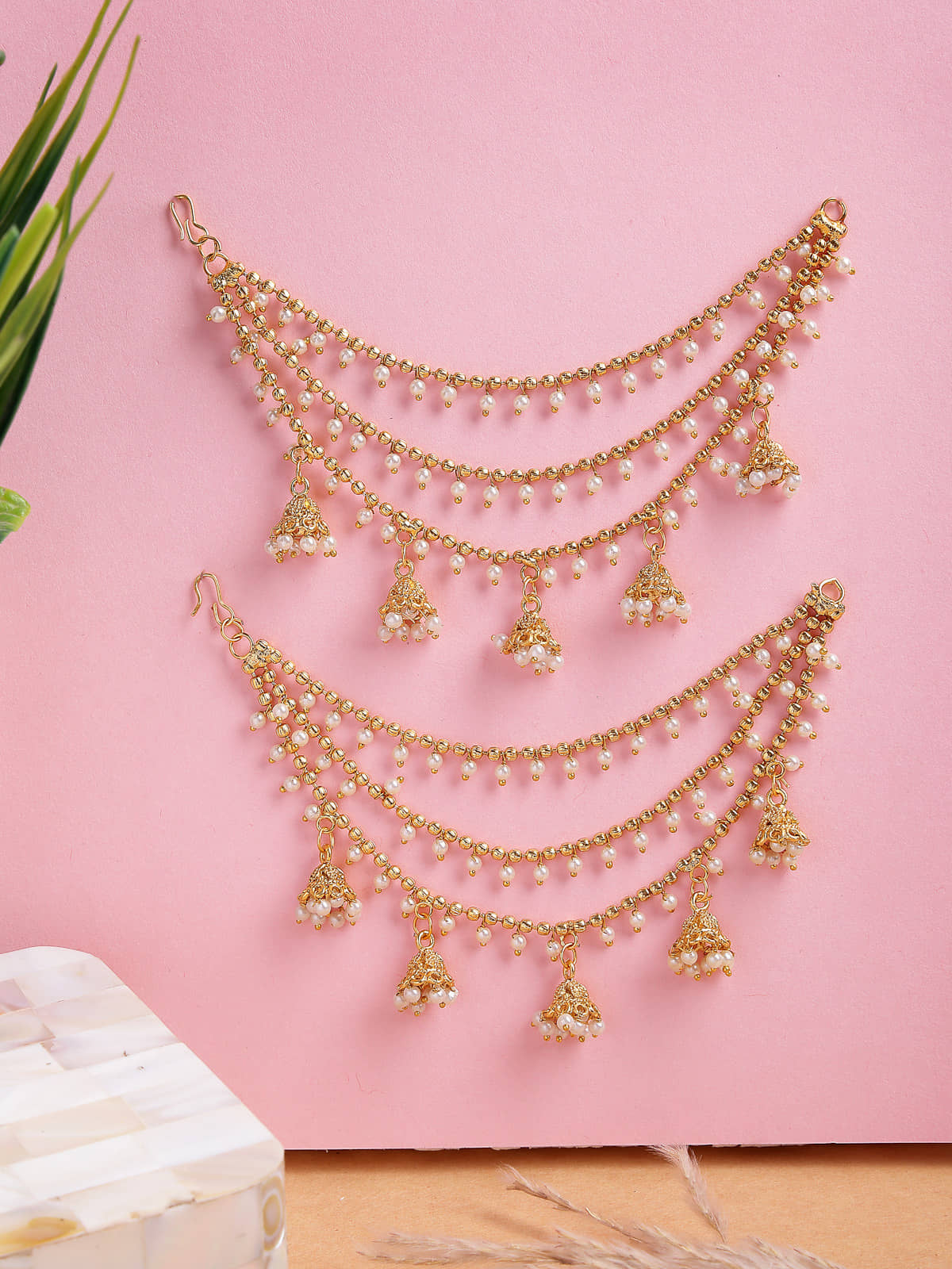 Sukkhi Gold Ear Chain Earrings ( Pack of 2 ) - Earrings | Buy online on ZillyBuy