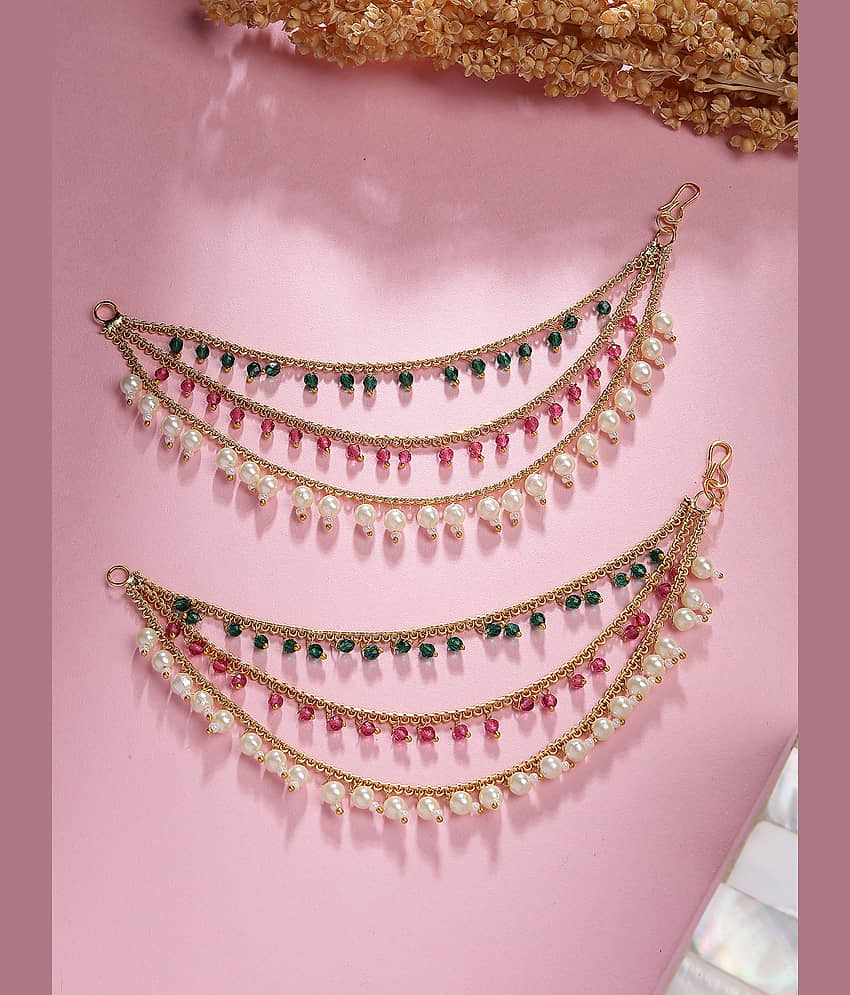 Sukkhi Red Ear Chain Earrings ( Pack of 2 ) - Earrings | Buy online on ZillyBuy