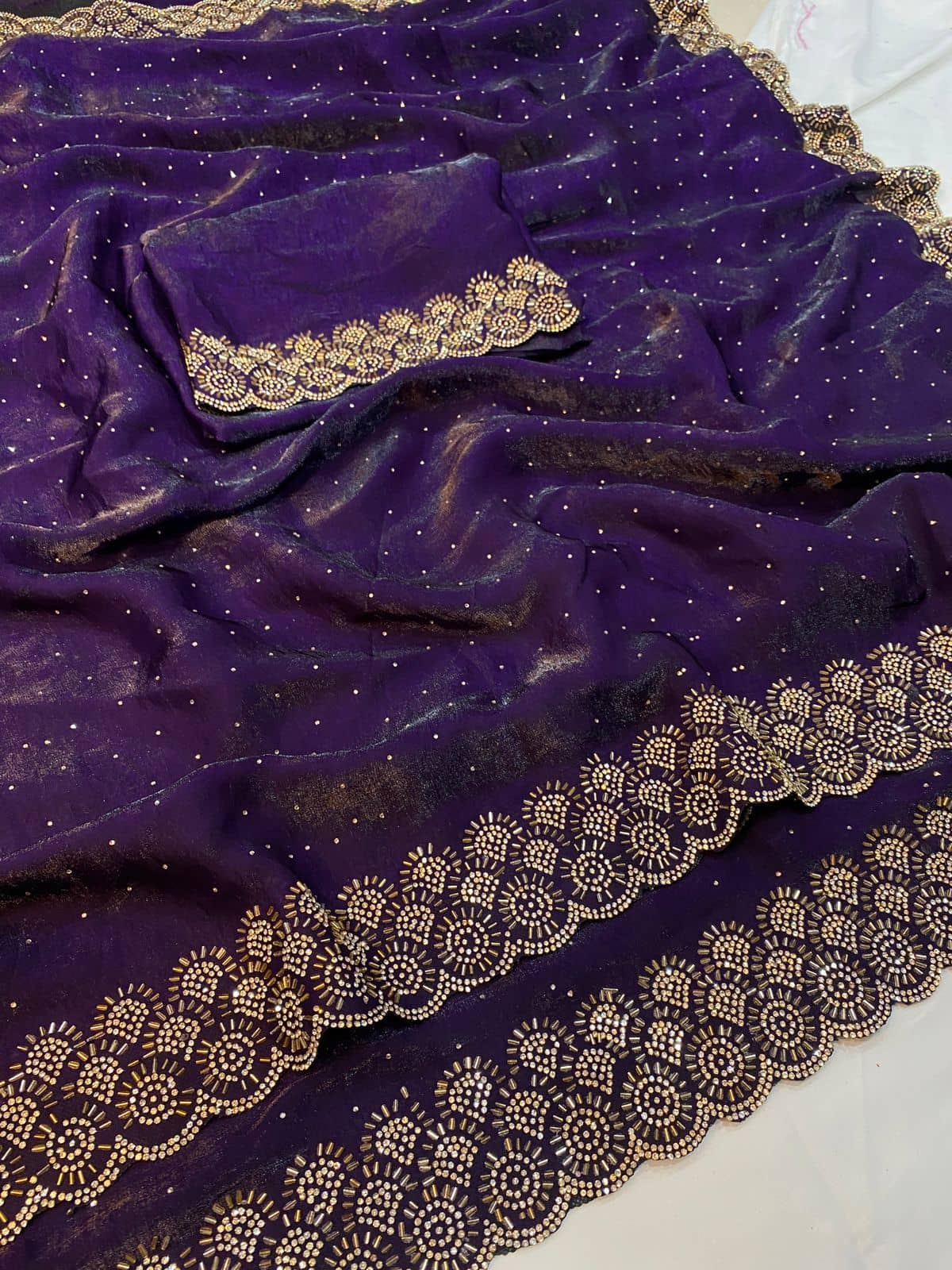 Rangtulika Ethnics Silk Blend Solid Regular Saree With Unstitched Blouse Piece ( Lavender ) - Sarees | Buy online on ZillyBuy