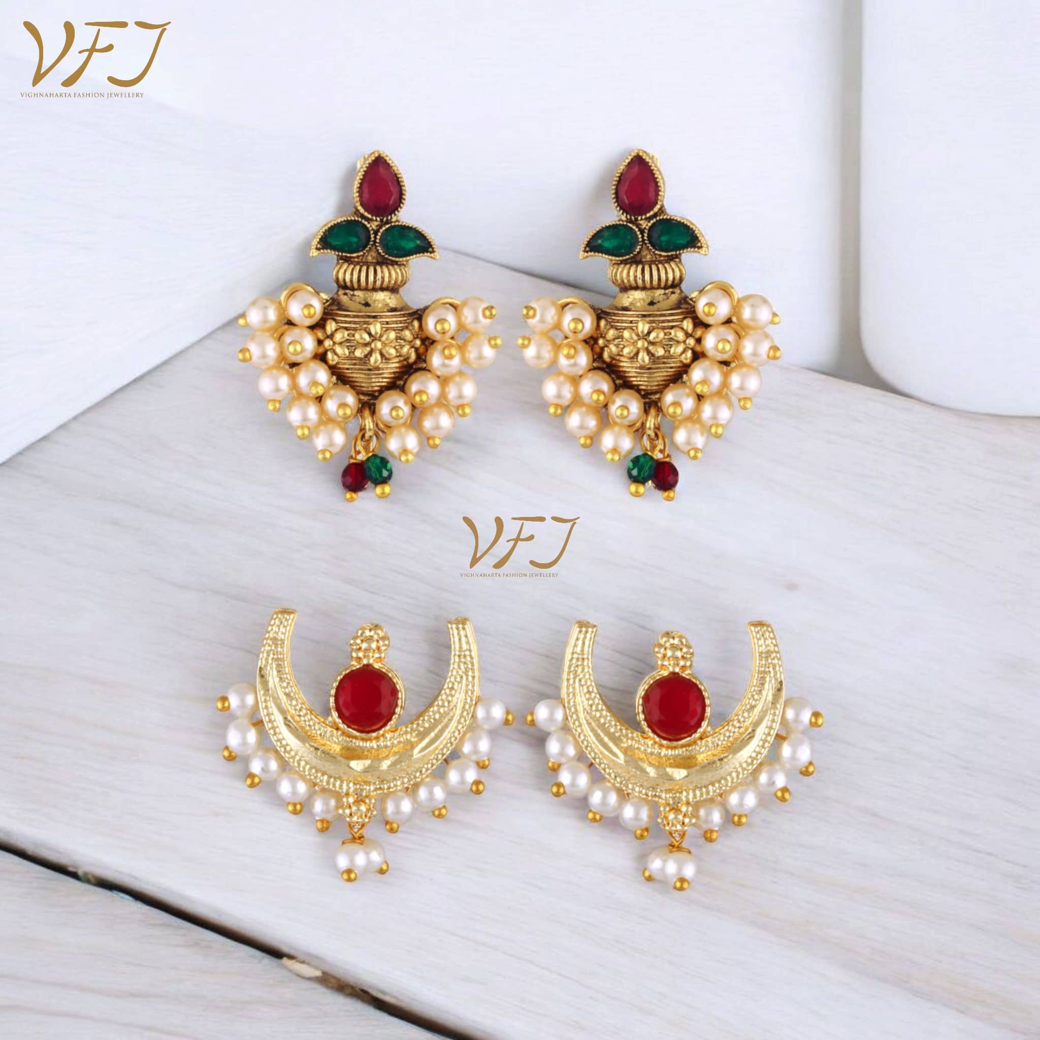 Vighnaharta Golden EarCuff Earrings ( Pack of 2 ) - Earrings | Buy online on ZillyBuy