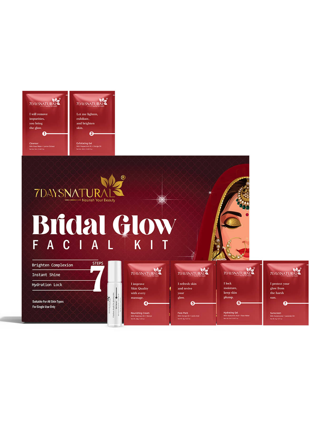 7DAYSNATURAL BRIDAL GLOW FACIAL KIT 1 Time Use Facial Kit For All Skin Type Aloe Vera 1 ( Pack of 1 )