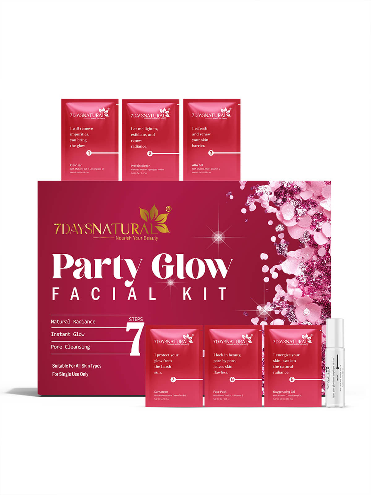 7DAYSNATURAL PARTY GLOW FACIAL KIT 1 Time Use Facial Kit For All Skin Type Aloe Vera 1 ( Pack of 1 )