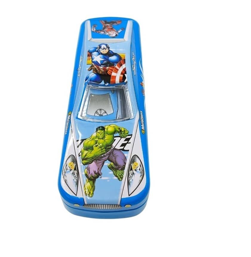 Eclet 1PC 2in1 Racing Car Pencil Box for Kids Metal Double Decker Car Shaped Pencil Case Stationery Organizer with Mini Pencil Box any random color and design will sent-a