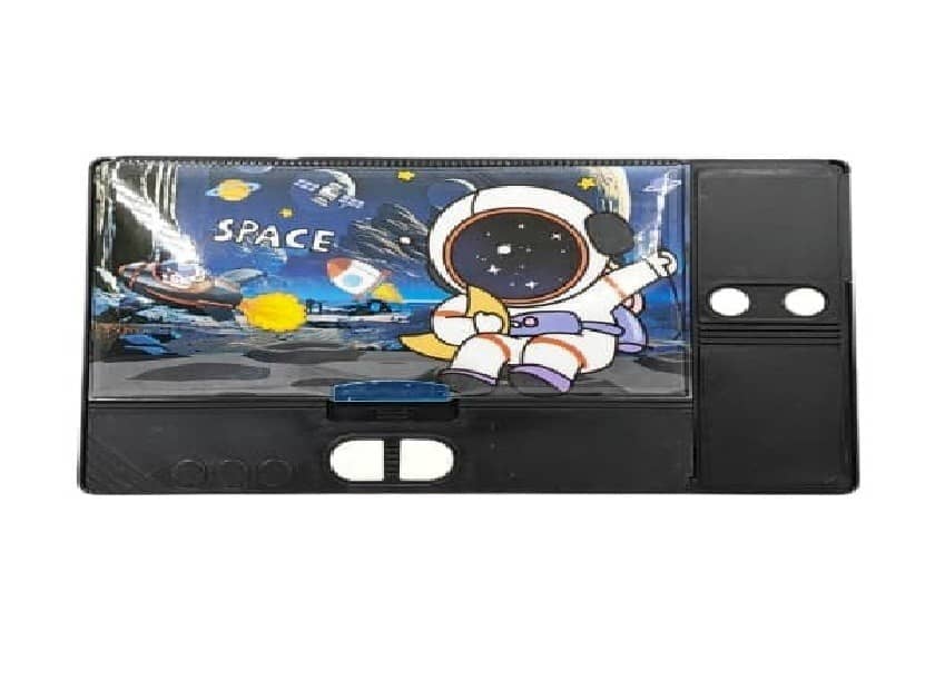 Freedy jambo big size Pencil Box with Magnetic Type –Stationery Organizer for School Kids, Boys & Girls Durable Plastic, Button Operated Dual Side Case any random color and design will sent i