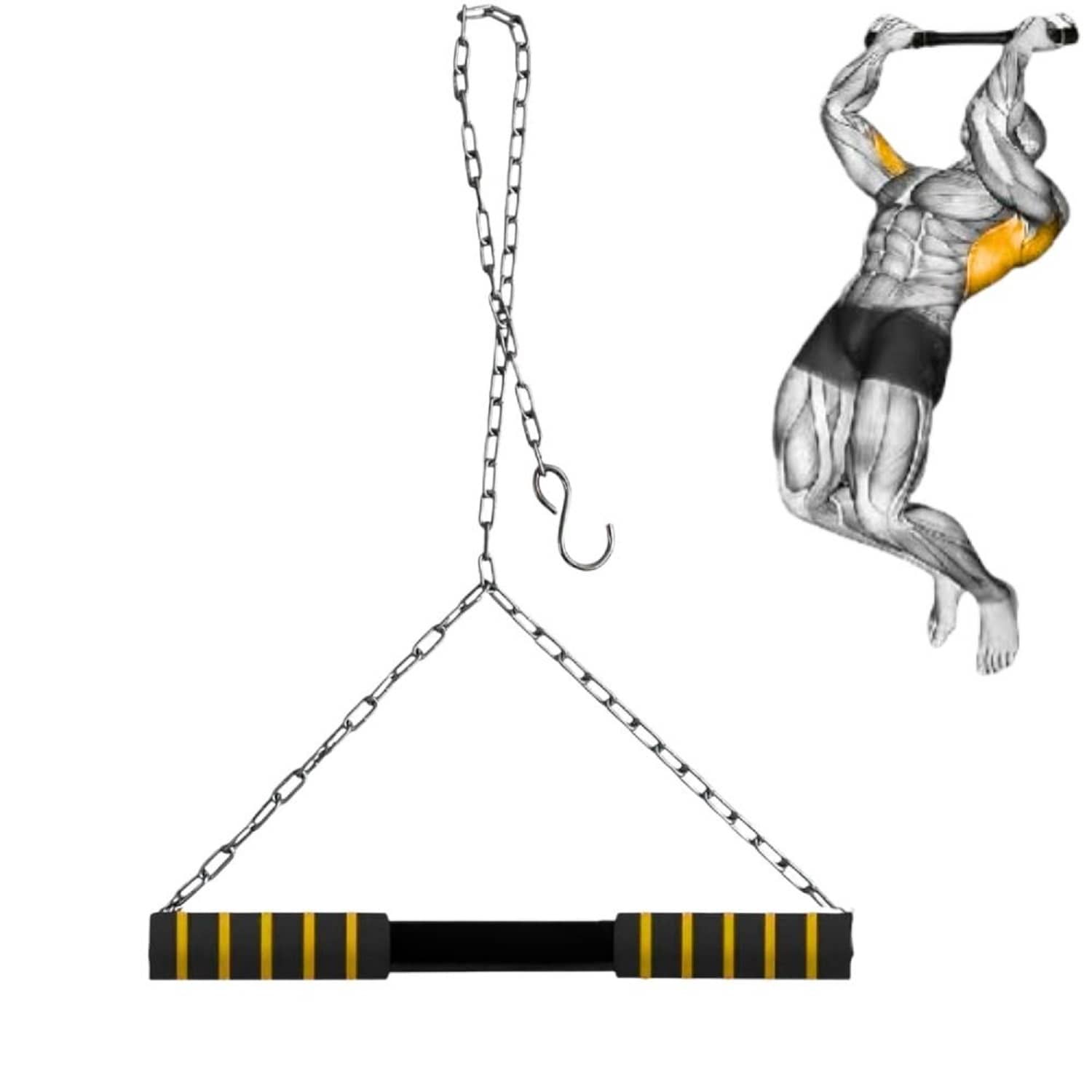 Shopeleven Heavy Duty Chin-Up Bar for Home Workout | Adjustable Hanging Rod with 120kg Capacity | Kids & Adults Height Growth Monkey Bar with Chain | Anti-Skid Grip Home Gym Equipment(Yellow) - Sports and Fitness Equipment | Buy online on ZillyBuy