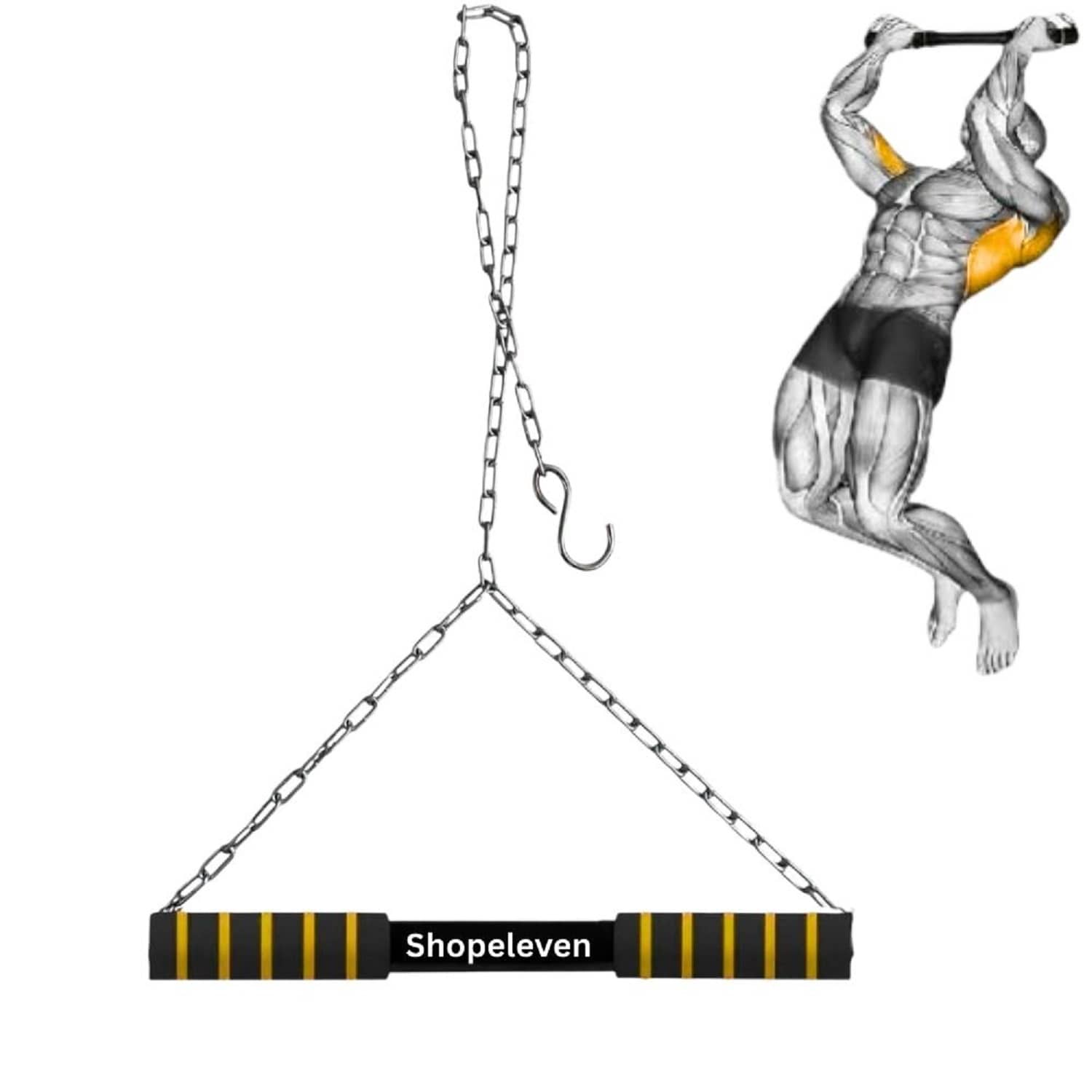 Shopeleven Height Increase Rod For Chinups Hanging Rod For Home/Gym Use For Men Kids Boys Adults Fitted With Heavy Duty Pull Up Bar Chain Sangal (5FT)(Yellow) - Sports and Fitness Equipment | Buy online on ZillyBuy