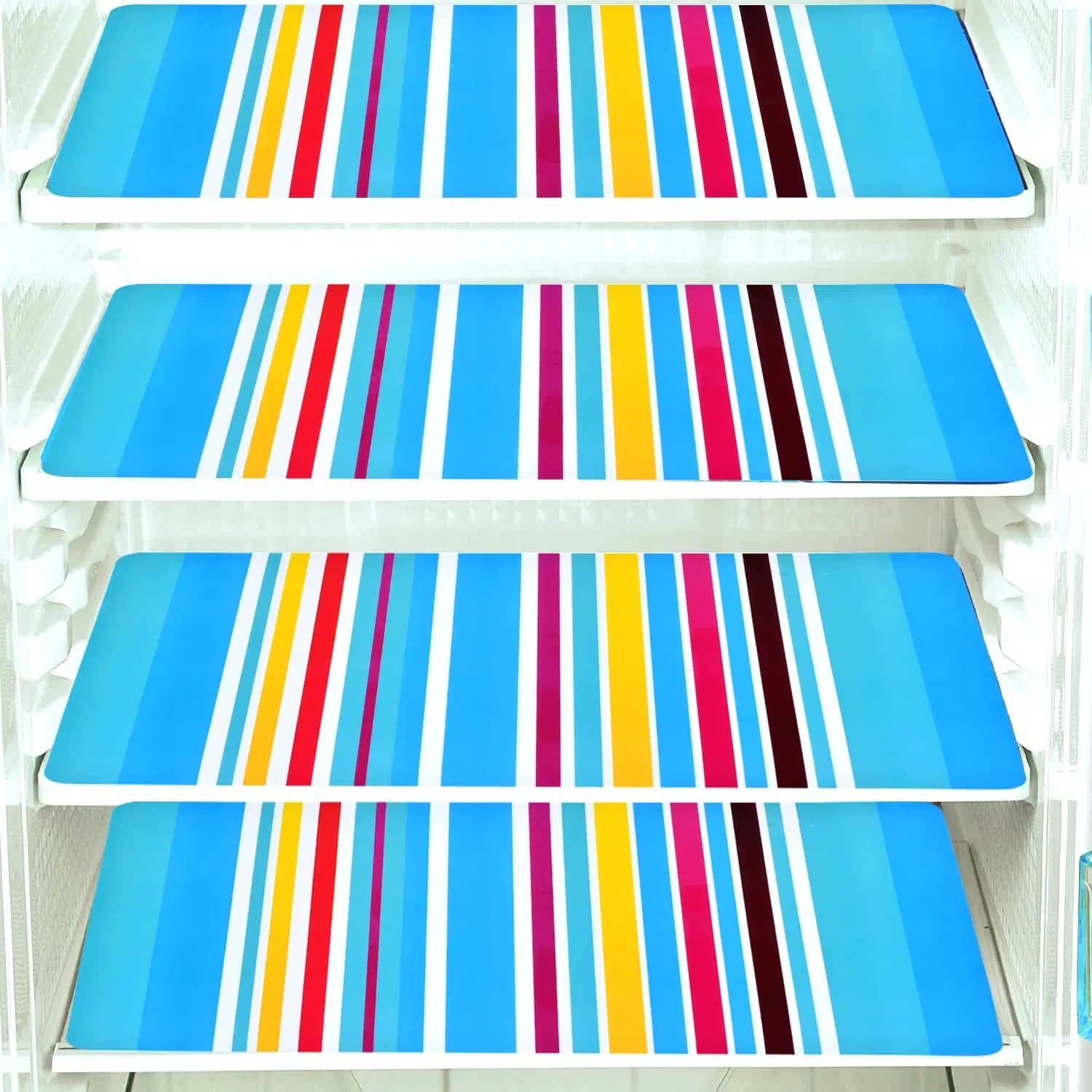 Suraj Enterprise PVC Striped Fridge Mats ( 14 12 ) Pack of 4 - Multicolor