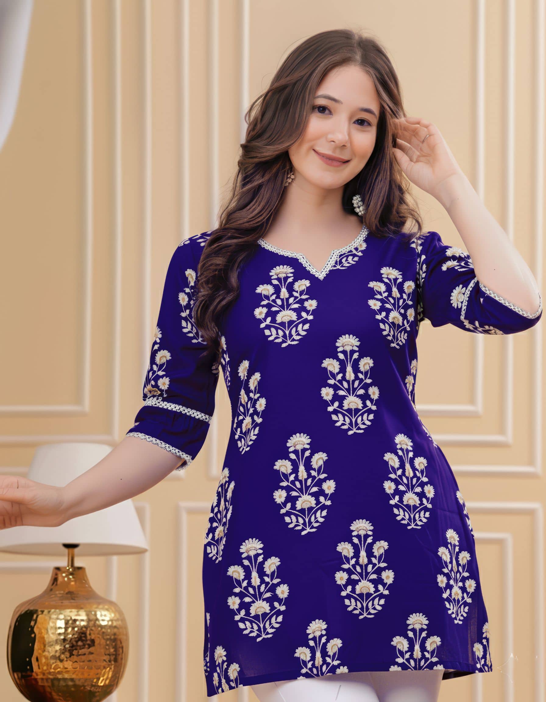 anushansa Women Viscose Rayon Printed Straight Kurti ( Purple ) - Kurtis, Tunics | Buy online on ZillyBuy