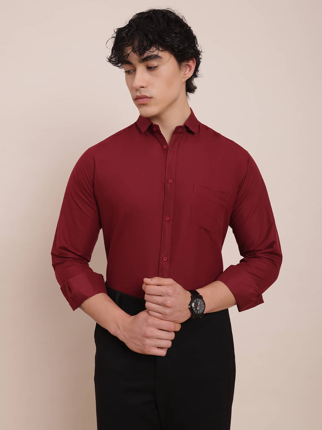 ALY JOHN 100% Cotton Regular Fit Solids Full Sleeves Men's Casual Shirt - Pink ( Pack of 1 )
