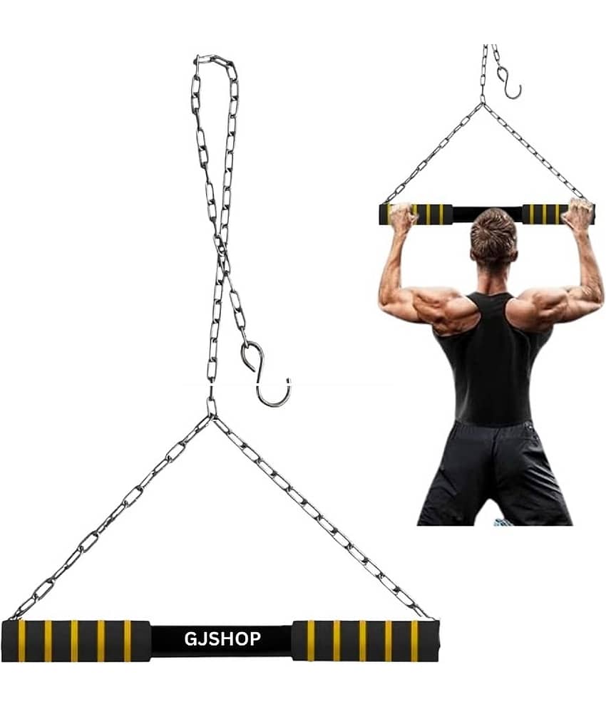 Gjshop Height Increase Pull Up Bar for ChinUps Hanging Rod for Home/Gym Use for Men Kids Boys Adults Fitted with Heavy Duty Chain Sangal (5FT) (Yellow) - Sports and Fitness Equipment | Buy online on ZillyBuy