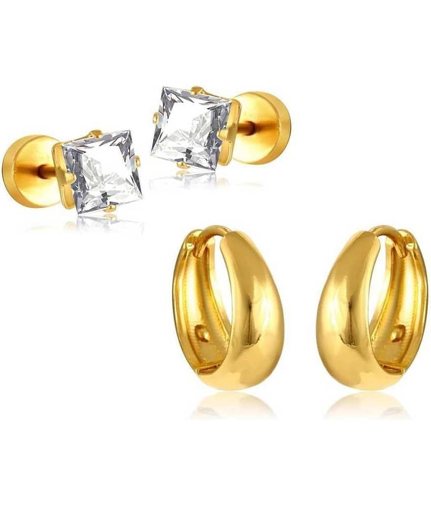 Stylish Men’s Stainless Steel Earring Set | Trendy Stud & Hoop Combo | Anti-Tarnish, Lightweight & Comfortable - Earrings | Buy online on ZillyBuy