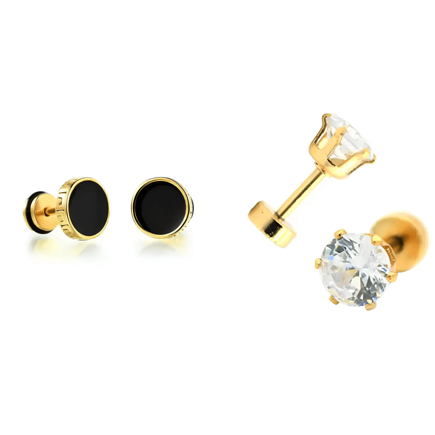 Stylish Men’s Stainless Steel Earring Set | Trendy Stud & Hoop Combo | Anti-Tarnish, Lightweight & Comfortable - Earrings | Buy online on ZillyBuy