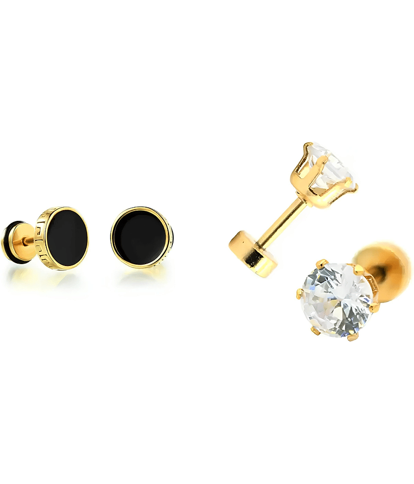 Stylish Men’s Stainless Steel Earring Set | Trendy Stud & Hoop Combo | Anti-Tarnish, Lightweight & Comfortable - Earrings | Buy online on ZillyBuy