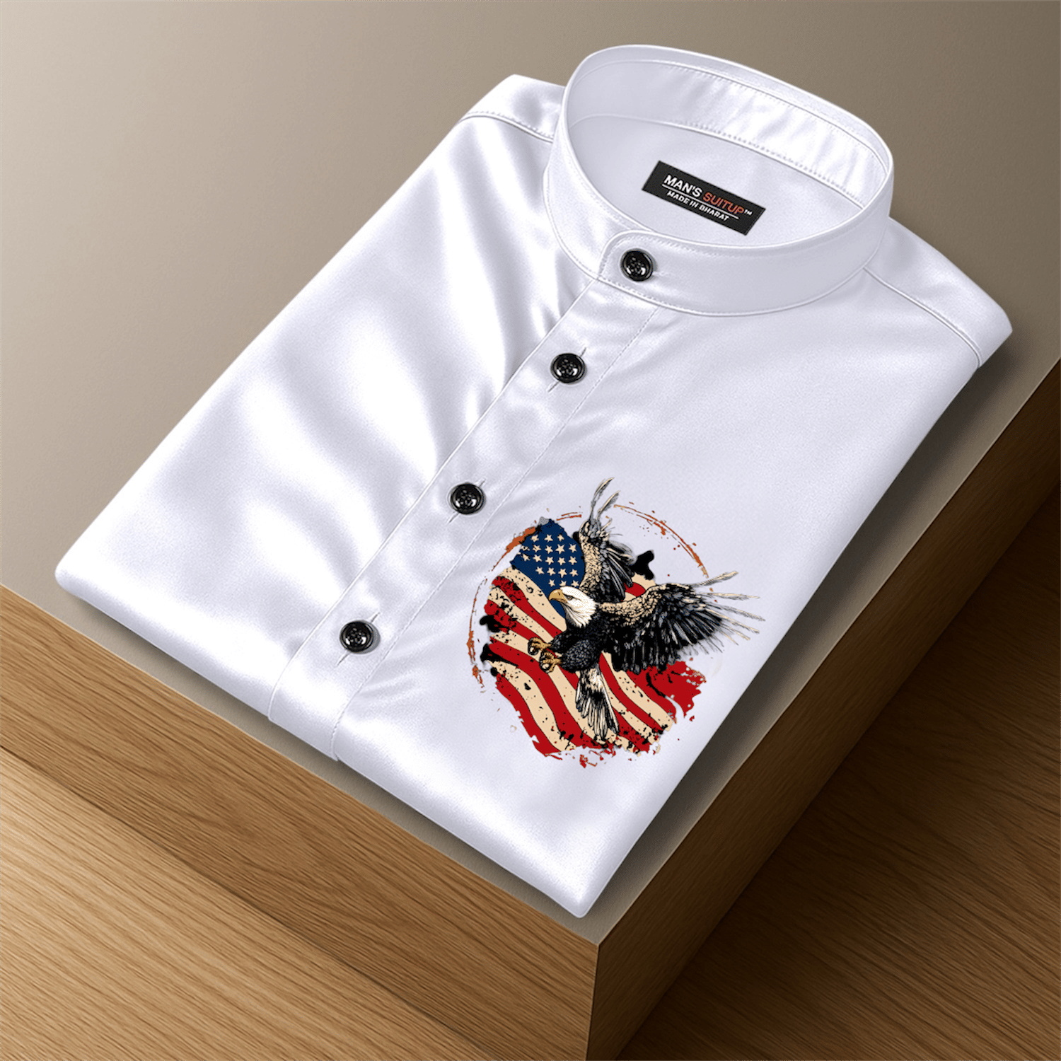 MANS'S SUITUP Satin Regular Fit Printed Full Sleeves Men's Casual Shirt - White ( Pack of 1 )