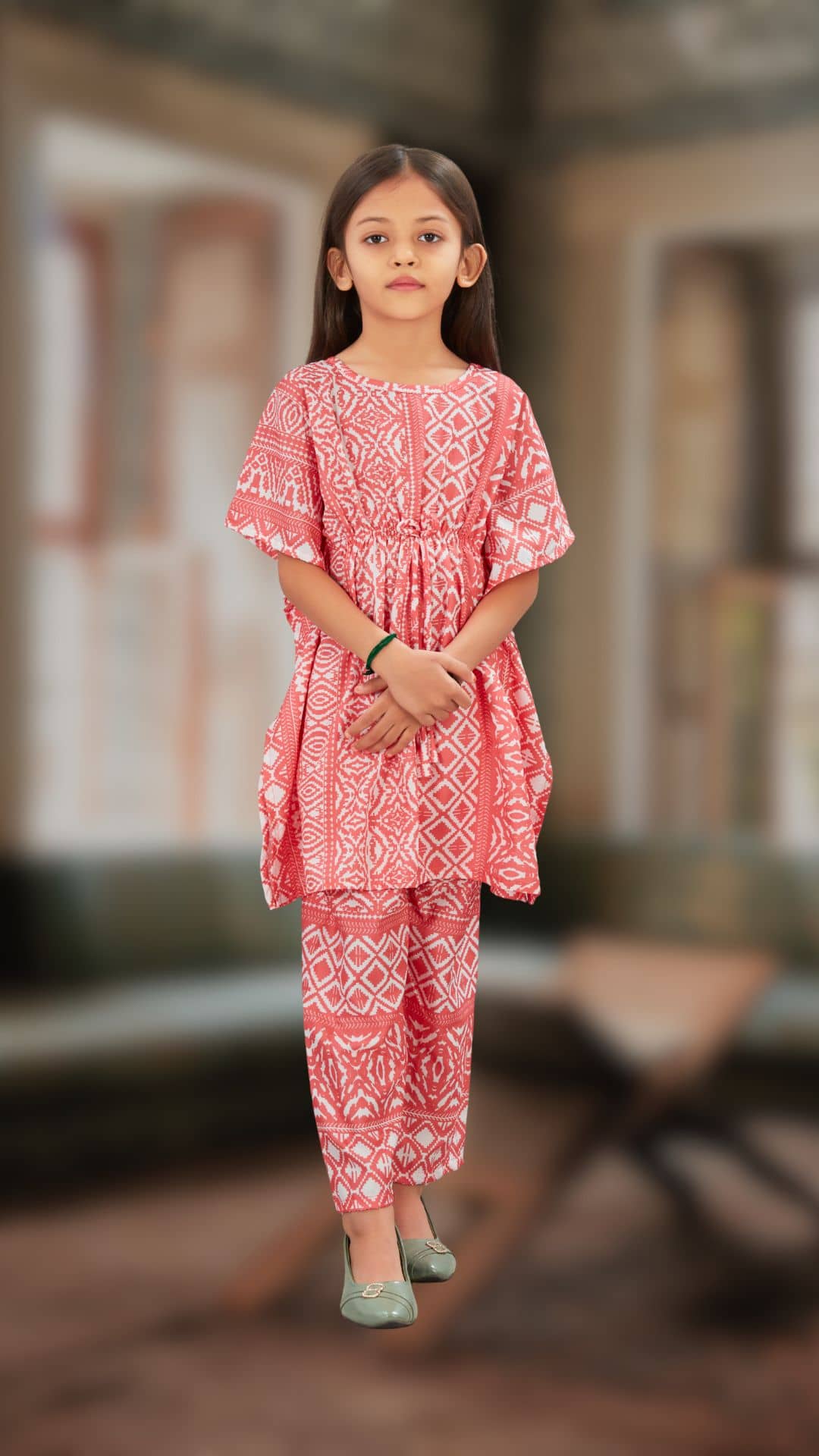 SELVIFAB Girls Crepe Kurti with Palazzo ( Pack of 1 , Pink )