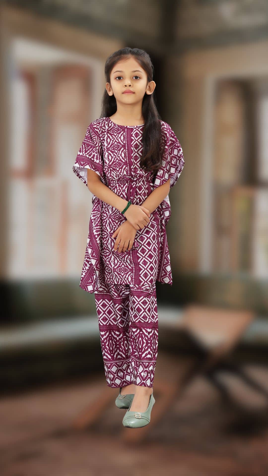 SELVIFAB Girls Crepe Kurti with Palazzo ( Pack of 1 , Purple )