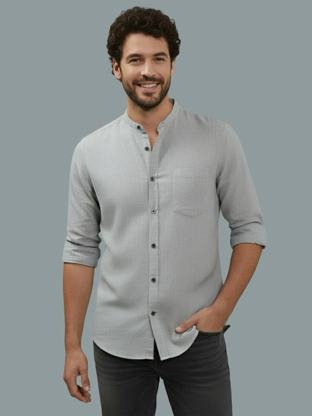 Yugnik Cotton Blend Slim Fit Full Sleeves Men's Formal Shirt - Grey ( Pack of 1 )
