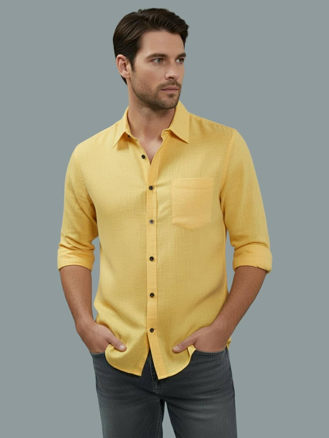 Yugnik Cotton Blend Slim Fit Full Sleeves Men's Formal Shirt - Orange ( Pack of 1 )