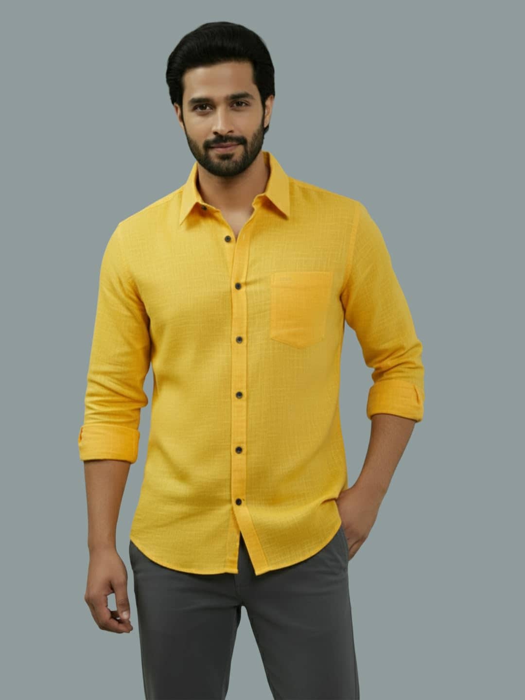 Yugnik Cotton Blend Slim Fit Full Sleeves Men's Formal Shirt - Black ( Pack of 1 )