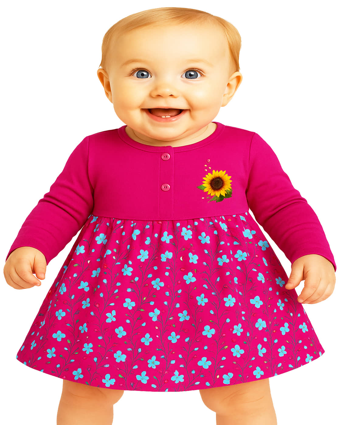 KidzzCart Pack of 1 Baby Girls Cotton Dress ( Pink )