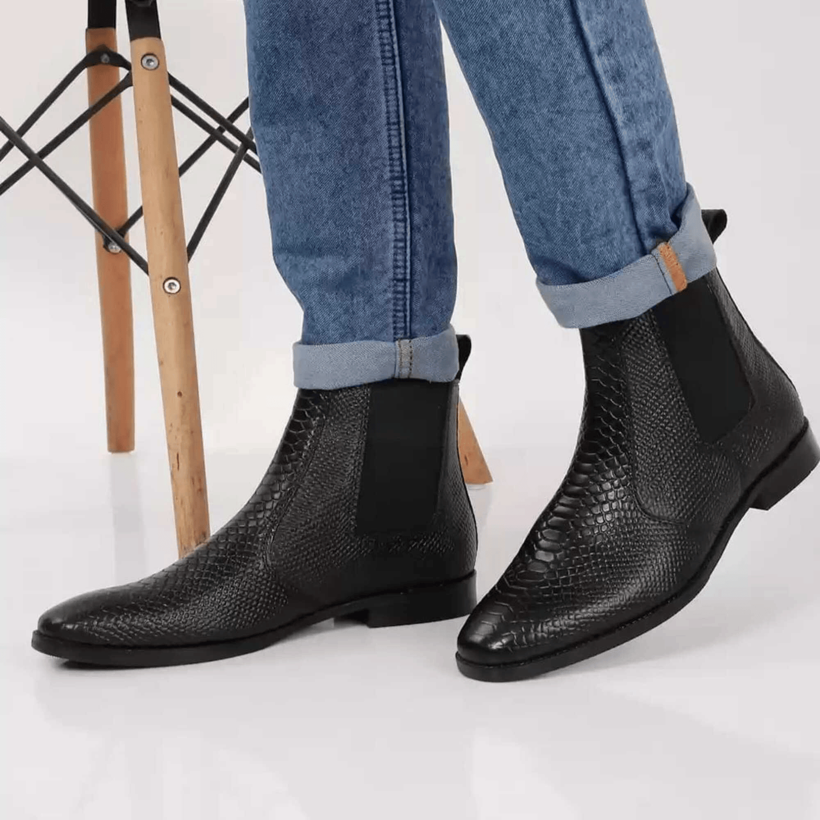 STALAG Black Men's Chelsea Boots