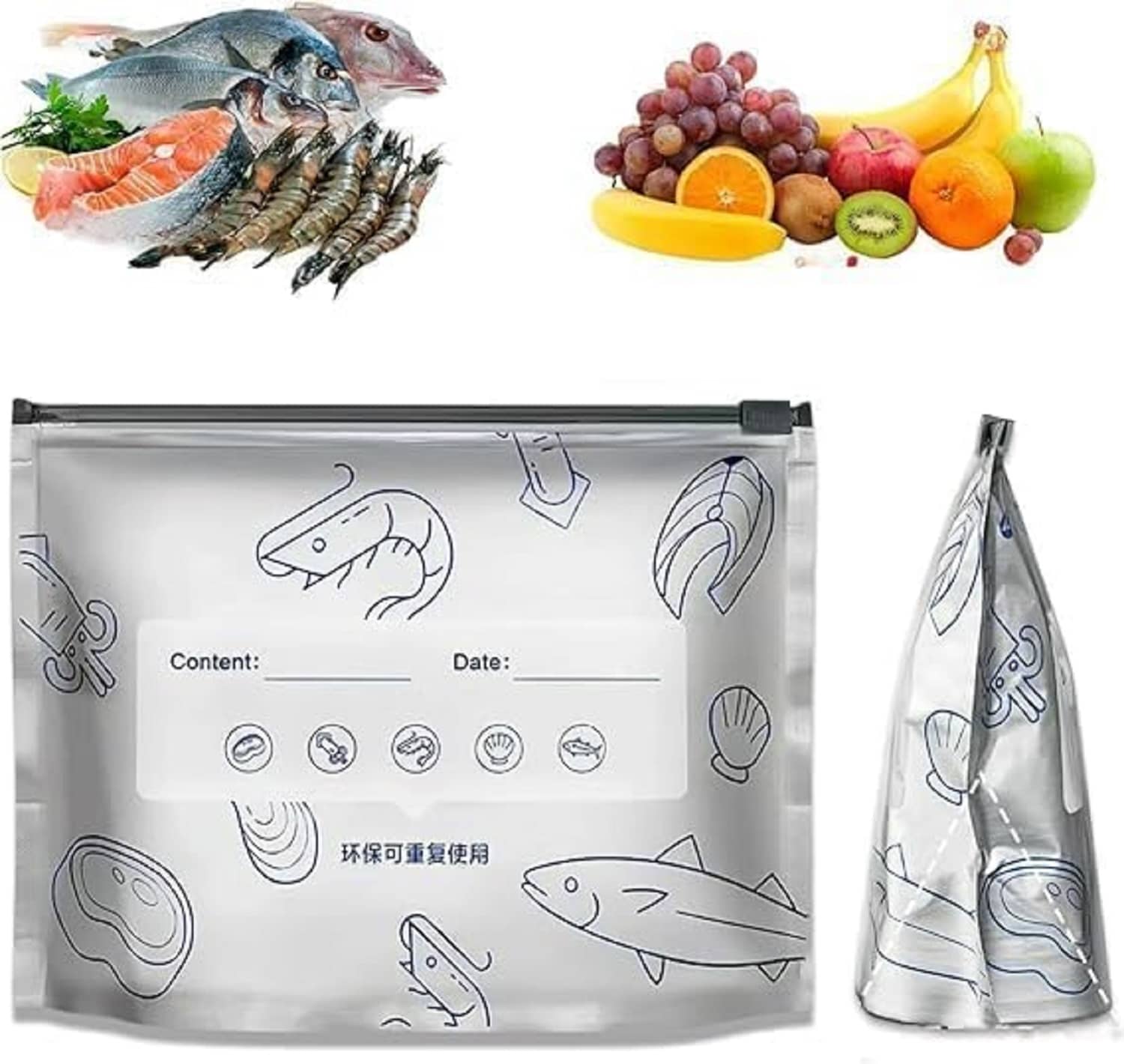 Reusable Aluminum Foil Bag, Aluminum Food Storage Bag, Reusable Foil Food Storage Bag, Fresh Keeping Bag, Freezer Storage Bag, Frozen Meat Storage Bag, Zip Lock Food Bag, Leakproof Kitchen Storage Bag, Reusable Freezer Bags, Aluminium Foil Sealable Bag