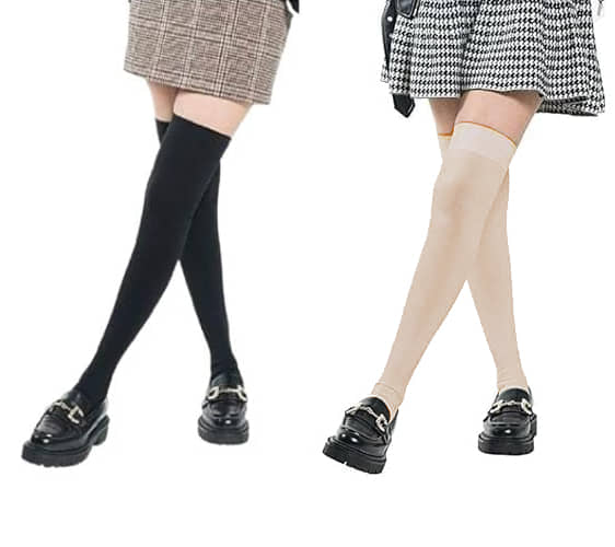 Benicia Pack of 2 Women's Cotton Blend Full length Stockings ( Black ) - Socks | Buy online on ZillyBuy
