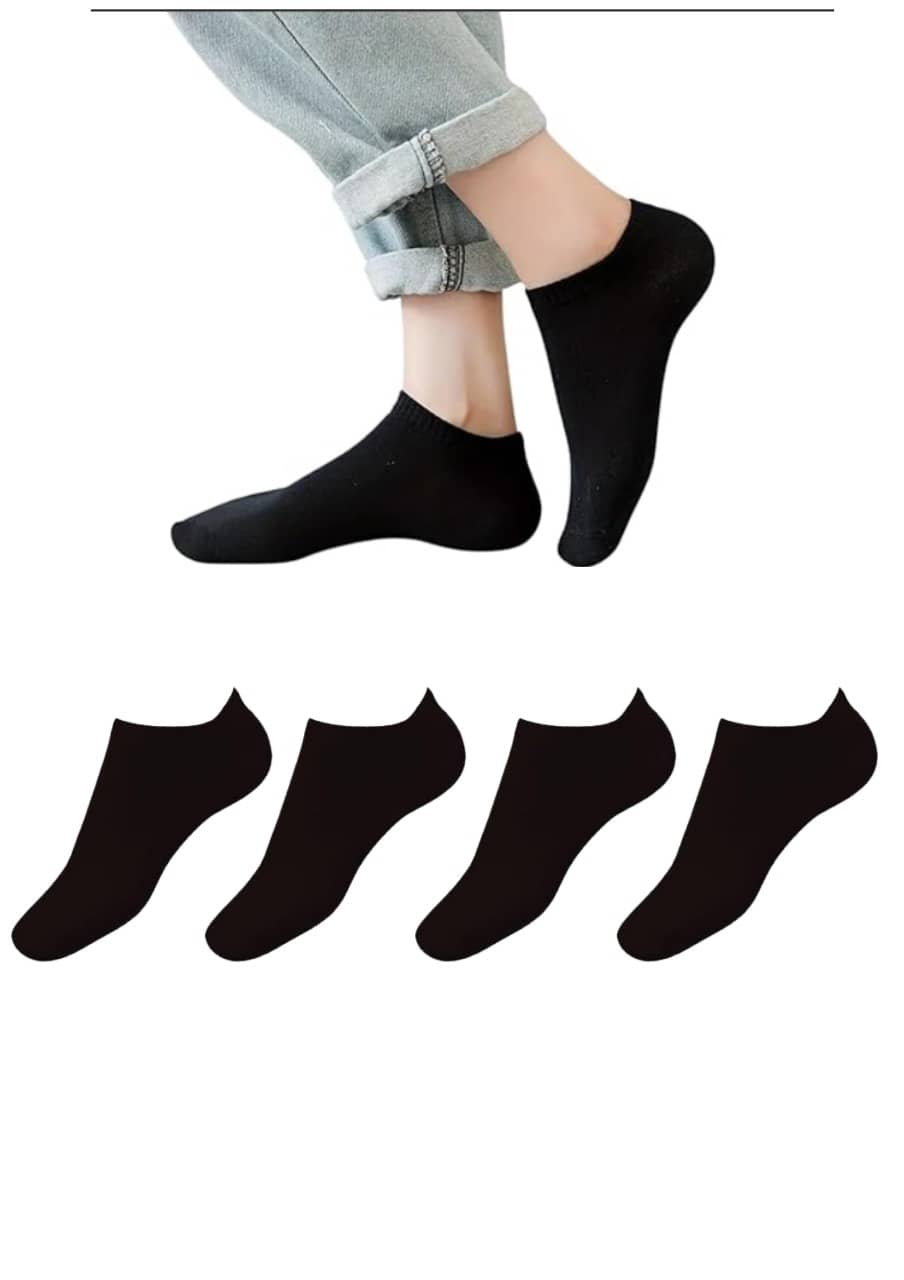 Benicia Pack of 4 Men's Cotton Blend Ankle Length Socks ( Black ) - Socks | Buy online on ZillyBuy