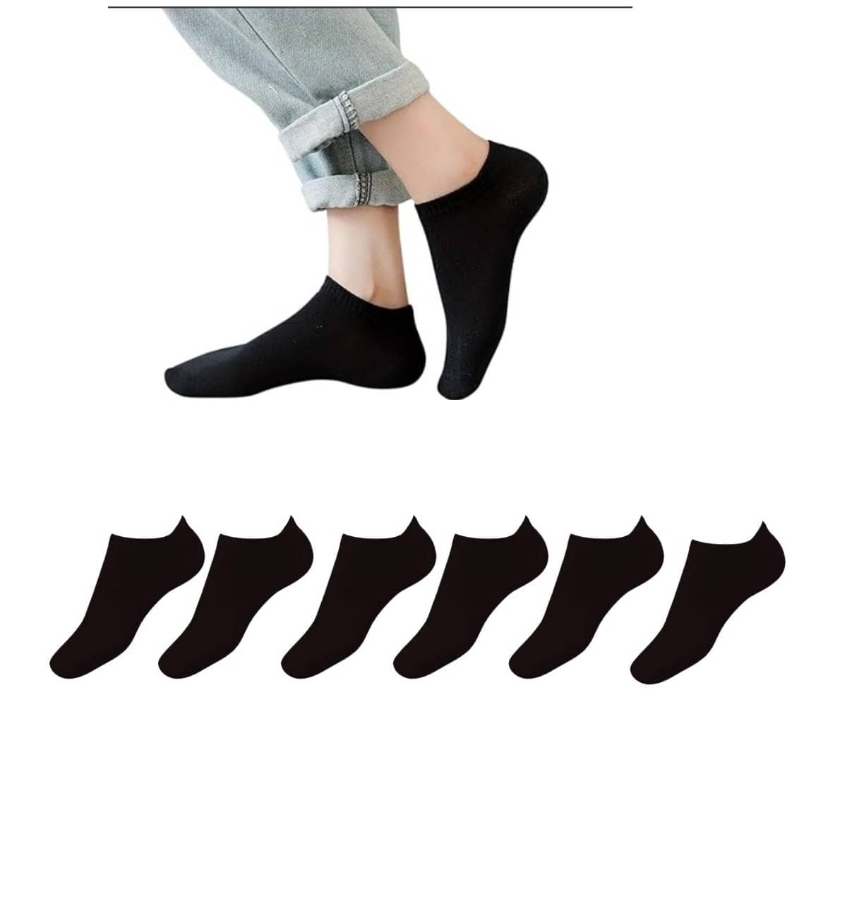 Benicia Pack of 6 Men's Cotton Blend Ankle Length Socks ( Black ) - Socks | Buy online on ZillyBuy