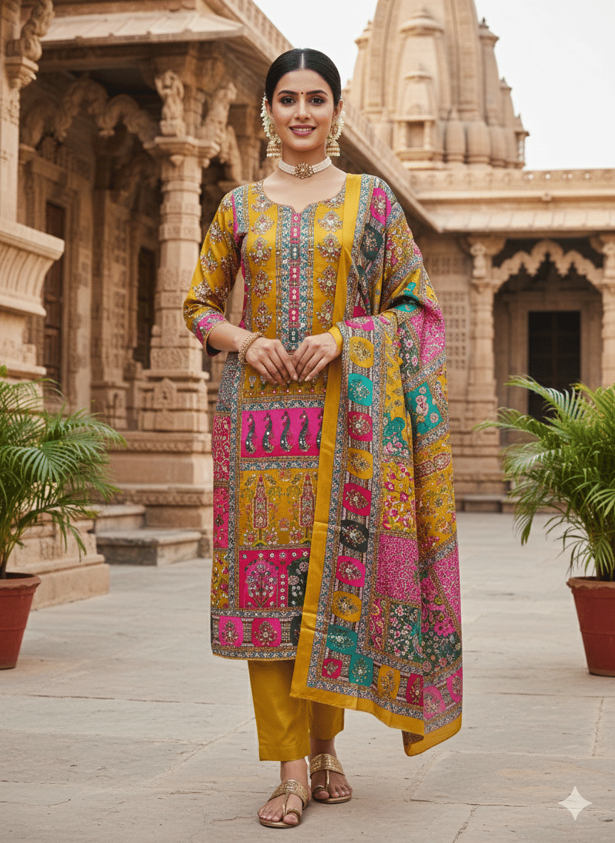 HL SILKMILLS Women's Silk Unstitched Salwar Suit - Unstitched Fabrics | Buy online on ZillyBuy
