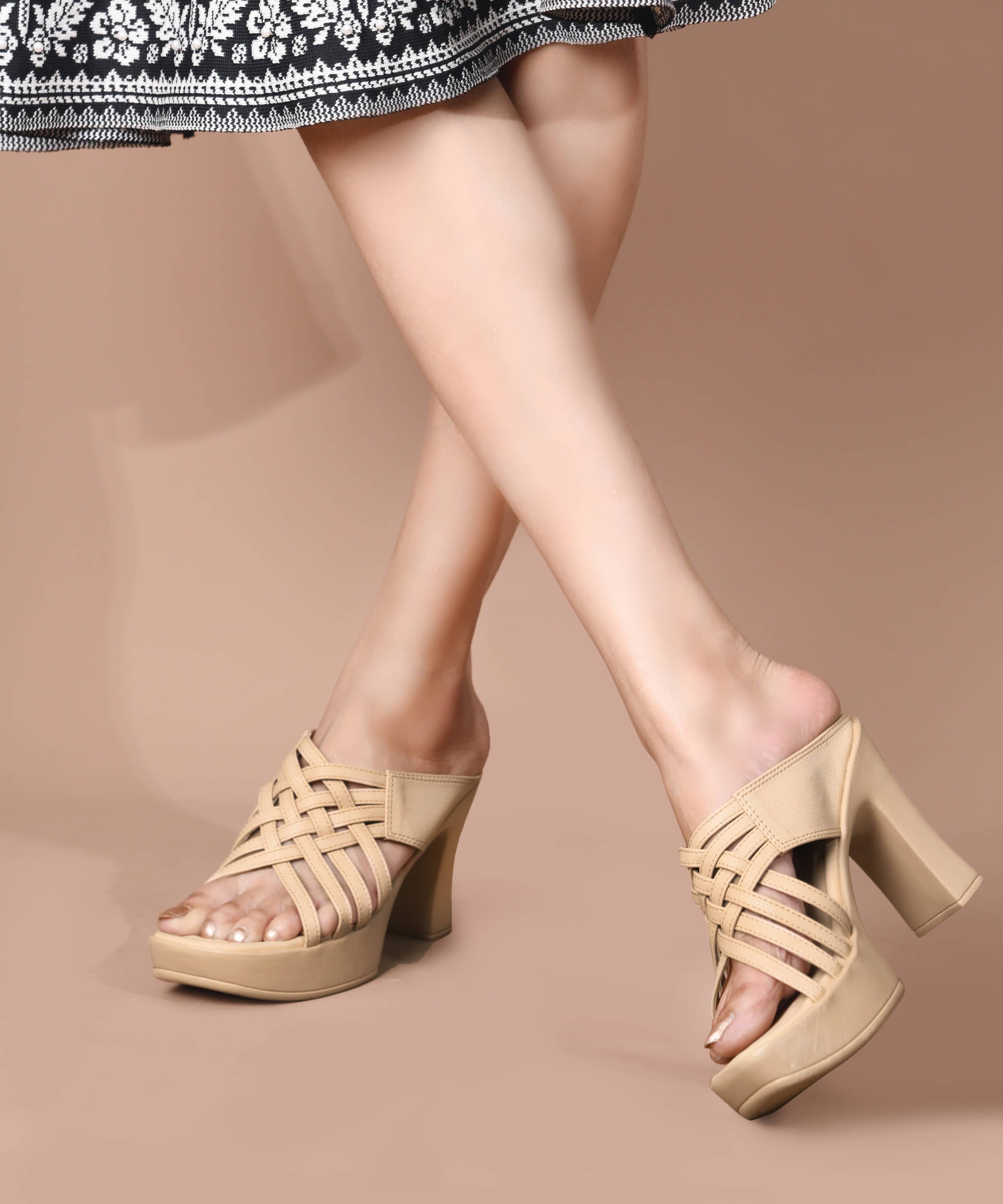 JM Looks Beige Women's Slip On Heels - Heels | Buy online on ZillyBuy