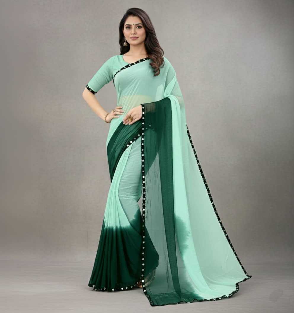 KV Fashion Chiffon Solid Regular Saree With Unstitched Blouse Piece ( Dark Grey ) - Sarees | Buy online on ZillyBuy