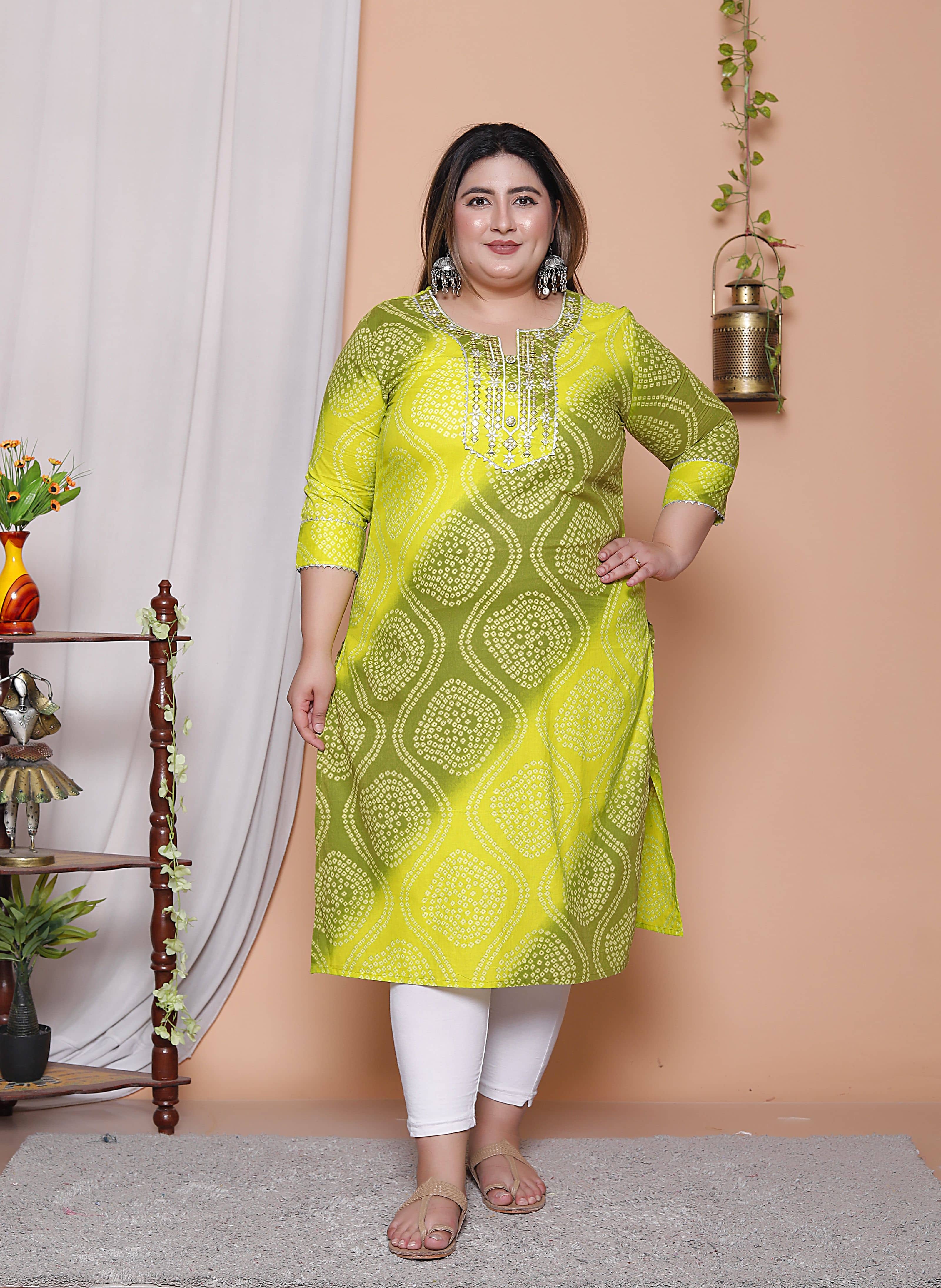 Avnii Women Cotton Printed Straight Kurti ( Green ) - Kurtis, Tunics | Buy online on ZillyBuy