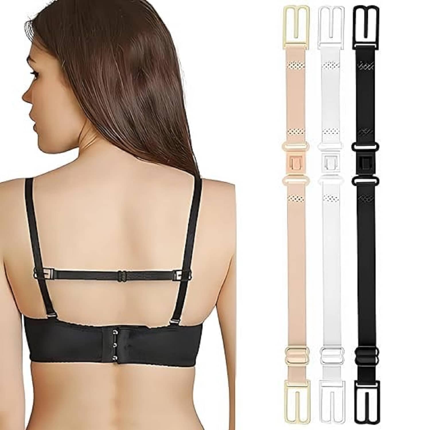 Bra strap holder, anti-slip bra straps, racerback converter, elastic bra straps, bra strap adjuster, bra accessory, strap clip, bra strap support, adjustable bra strap, silicone bra strap, hidden bra straps, bra lifter, bra clip for women