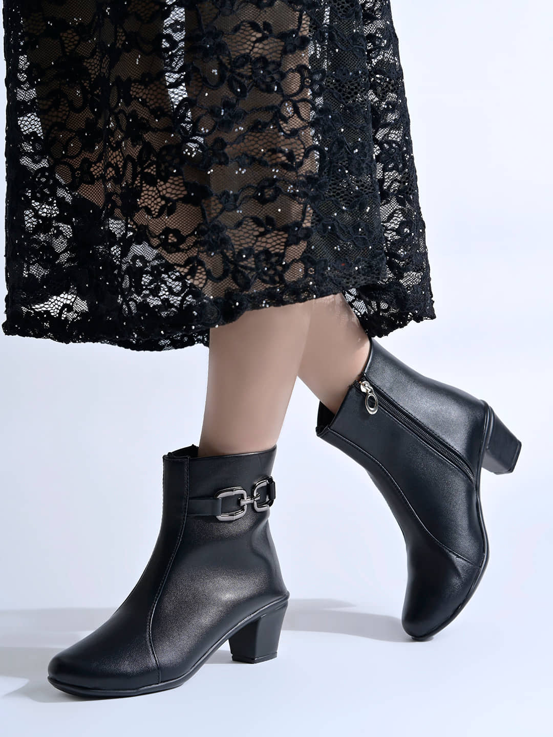 Shoetopia Black Women's Ankle Length Boots