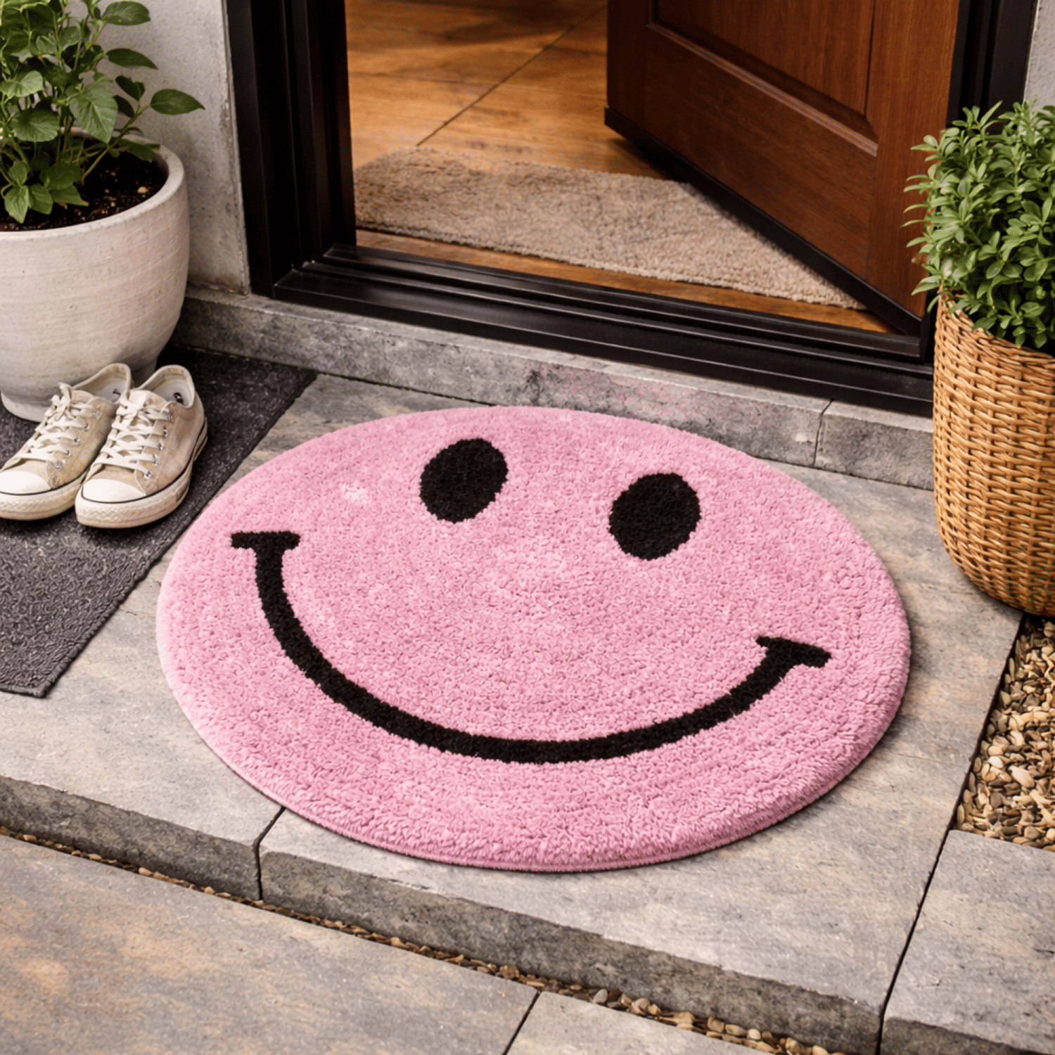 LADLI JEE Set of 1 Regular Polyester Door Mat ( 53 X 53 cm ) Purple