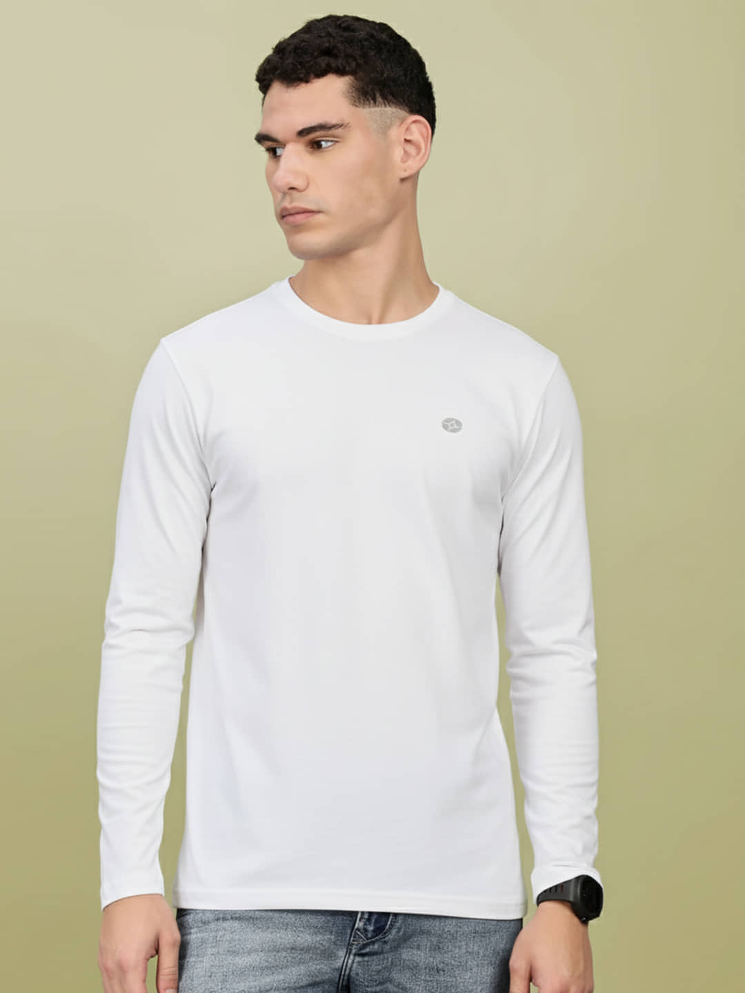 Lux Nitro Men Cotton Regular Fit Solid T-Shirt ( White )