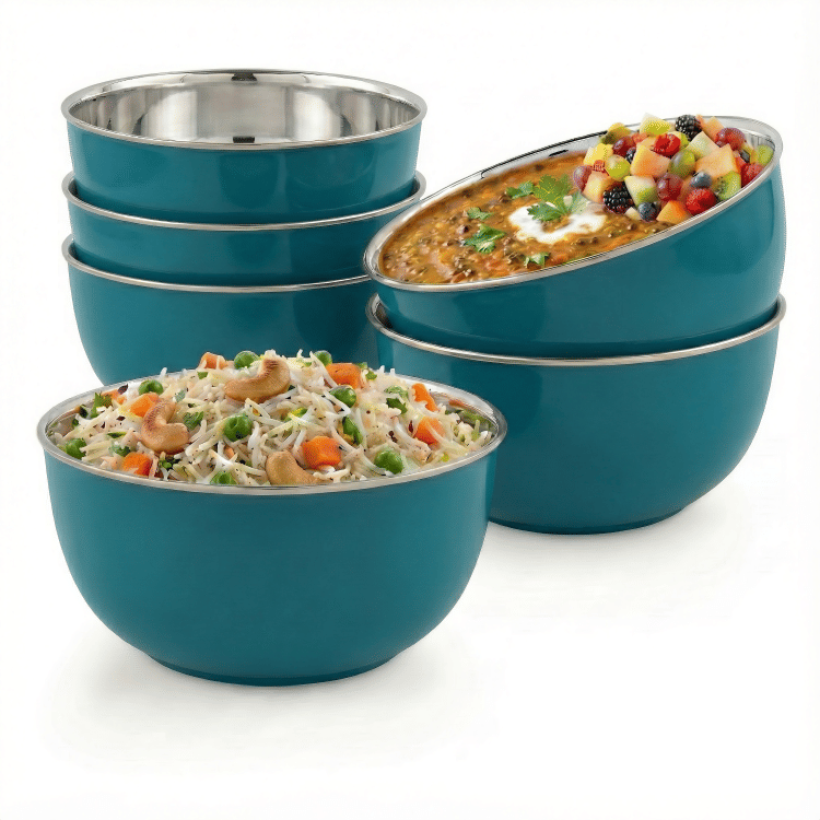Dream Home Star Bowls 6 Pcs Brown Stainless Steel Plain Cereal Bowl 13 cm ( Set of 6 ) Brown