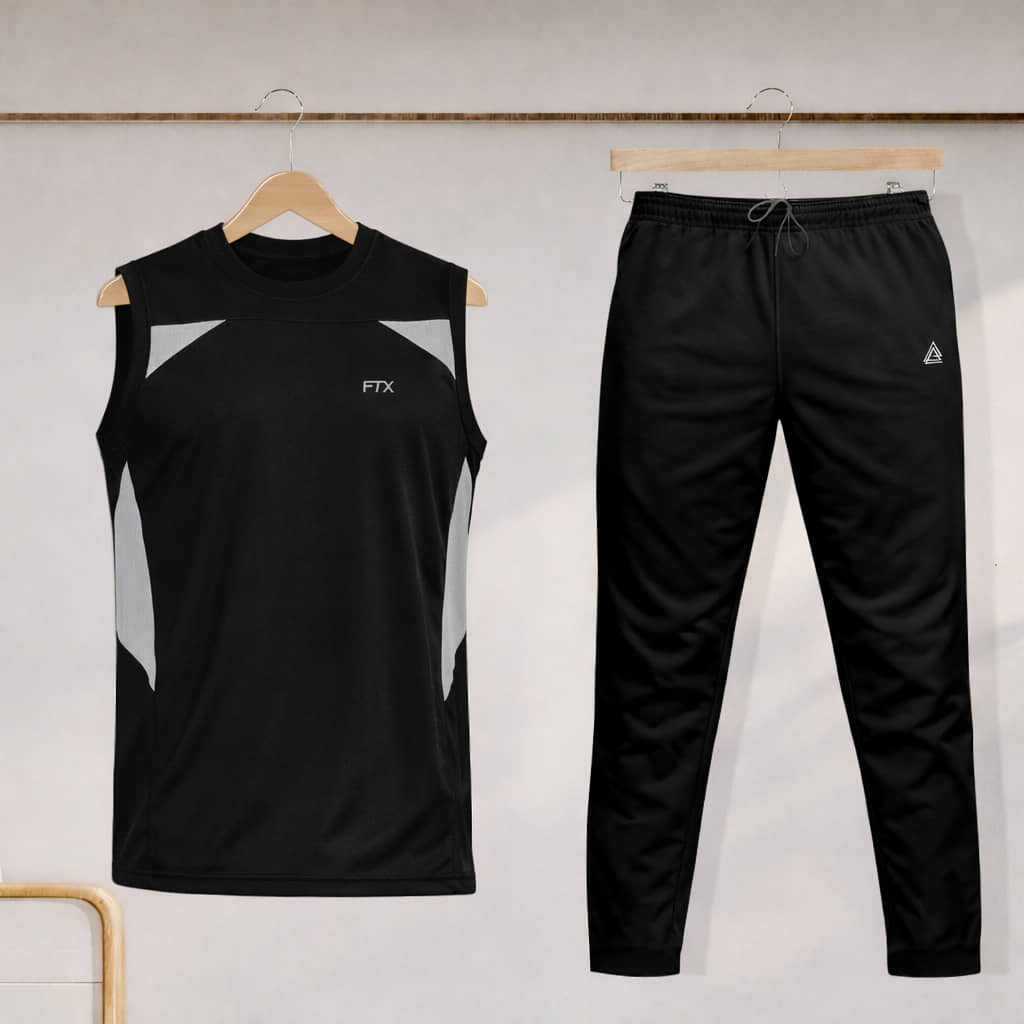 FTX Black Polyester Regular Fit Men's Tracksuit ( Pack of 1 )